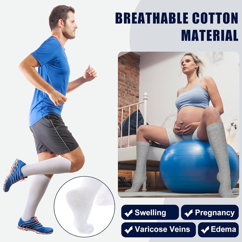 Tisancy 4 Pairs Cotton Compression Socks for Women Men 20-30mmhg Is Best Support Stocking for Running Hiking Cycling - Image 4